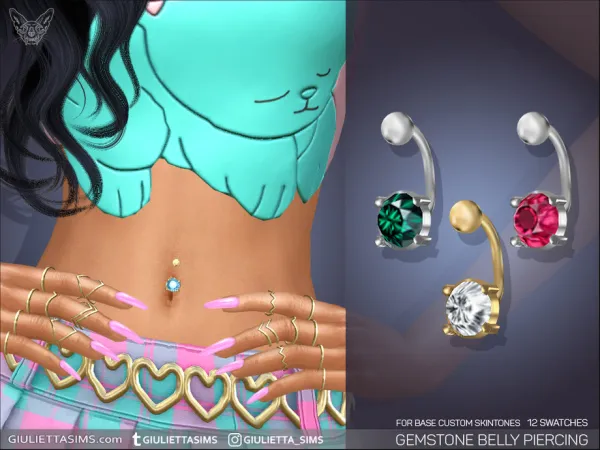 Alpha Gemstone Belly Piercing (left brow ring category) - The Sims 4 Custom Content