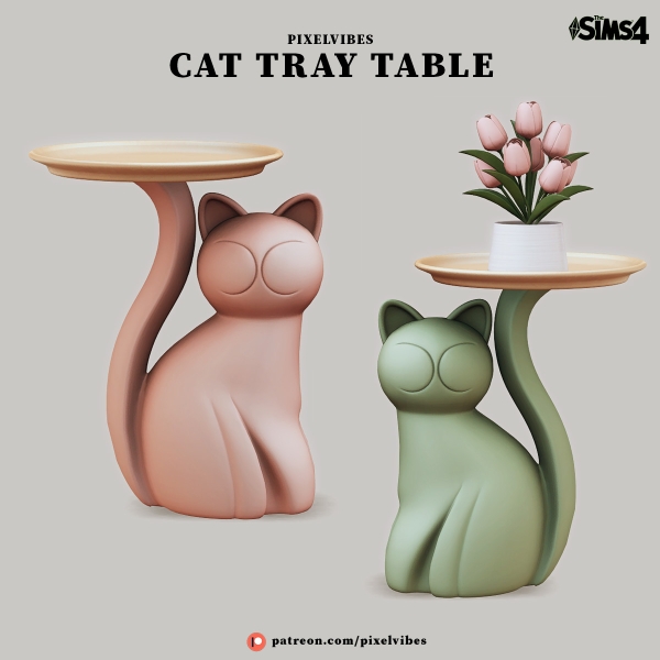 Alpha Cat Tray Table by pixelvibes - The Sims 4 Custom Content