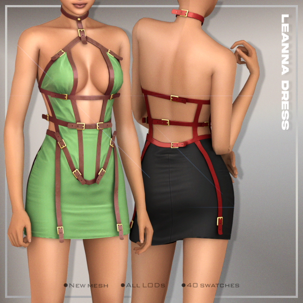 Alpha belaloallure Leanna belts dress by simsfinds - The Sims 4 Custom Content