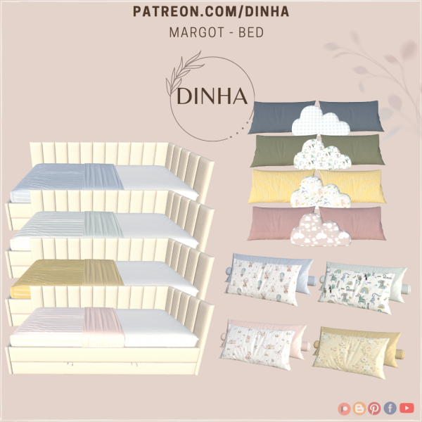 Alpha Margot Bed by dinhagamer - The Sims 4 Custom Content