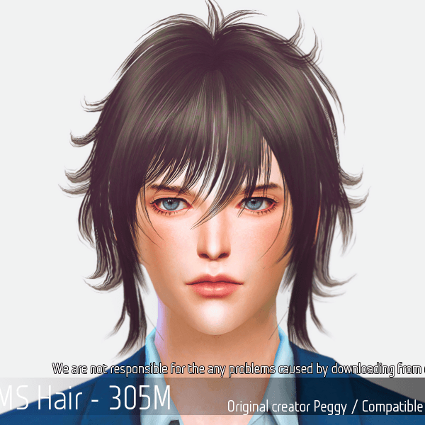 Alpha Korean Hairstyle 305M by simsfinds - The Sims 4 Custom Content