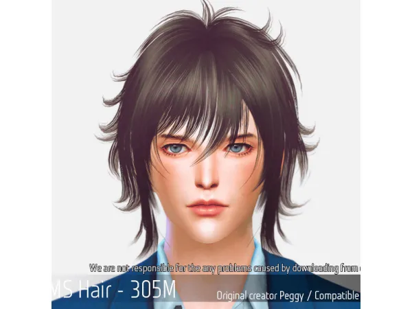 Alpha Korean Hairstyle 305M by Maysims - The Sims 4 Custom Content