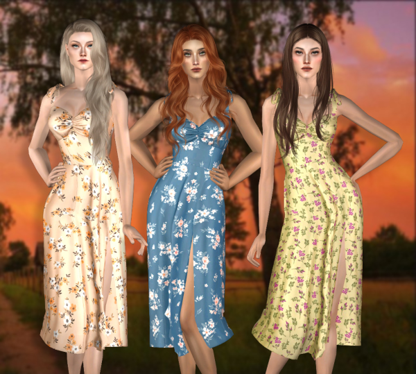 fakebloood 4t2 GorillaX3 Shoulder Tie Dress by simsfinds - The Sims 2 Custom Content
