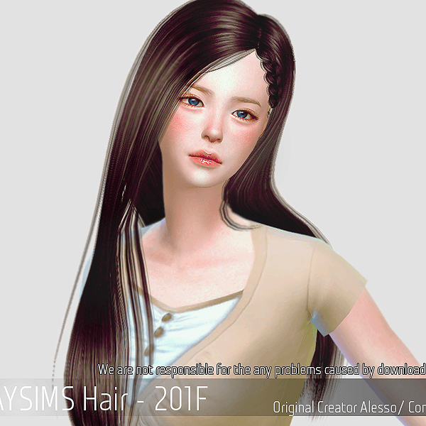Alpha Korean Hair 201F by simsfinds - The Sims 4 Custom Content