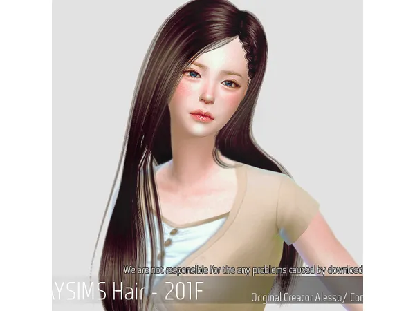 Alpha Korean Hair 201F by Maysims - The Sims 4 Custom Content