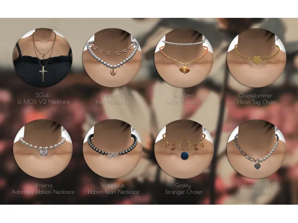 Eight random 4t2 necklaces by simsfinds - The Sims 2 Custom Content