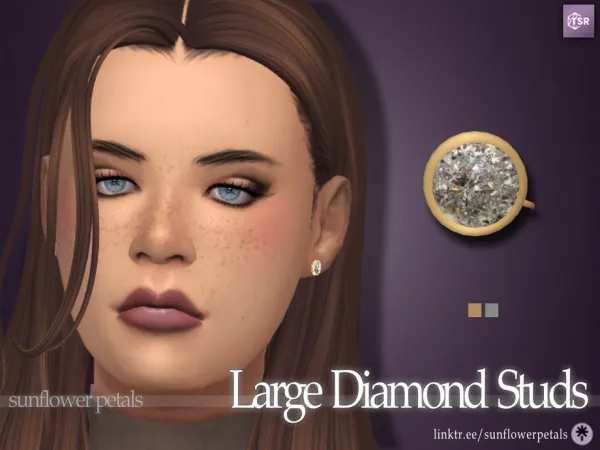 Maxis Match Large Diamond Studs by SunflowerPetalsCC - The Sims 4 Custom Content