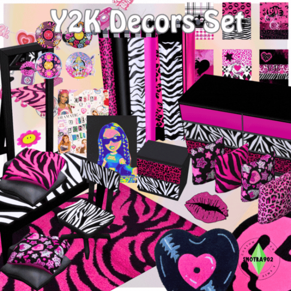 Alpha Y2K Decors Set by simsfinds - The Sims 4 Custom Content