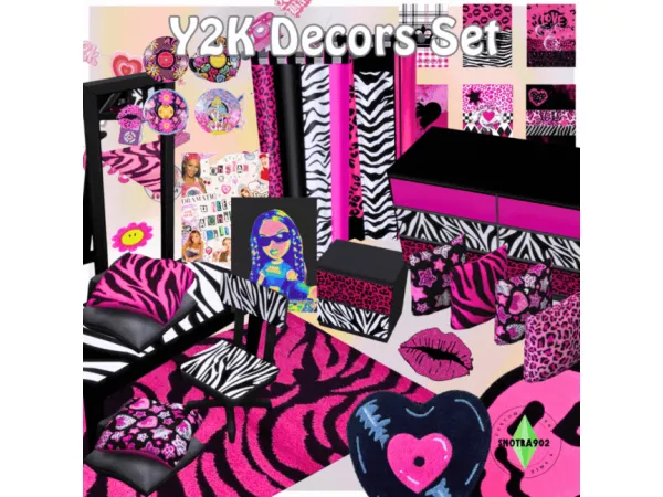 Alpha Y2K Decors Set by Snotra902 - The Sims 4 Custom Content