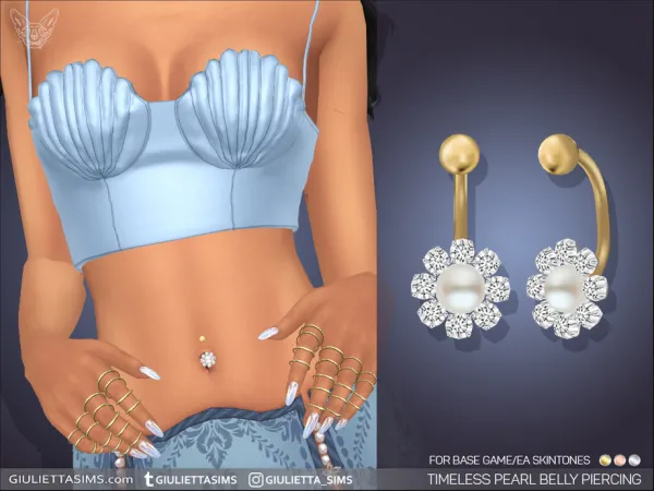 Alpha EA Skintones Timeless Pearl Belly Piercing - The Sims 4 Custom Content