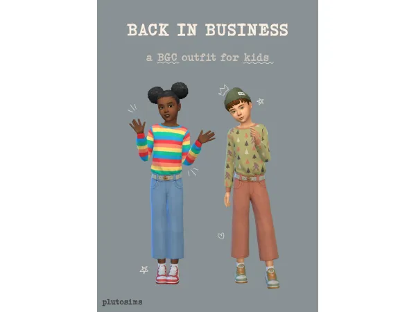 Maxis Match Back In Business a BGC outfit for kids by Plutosims - The Sims 4 Custom Content