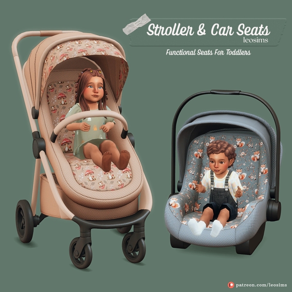Maxis Match Toddler Stroller Car Seats by leosims4cc - The Sims 4 Custom Content