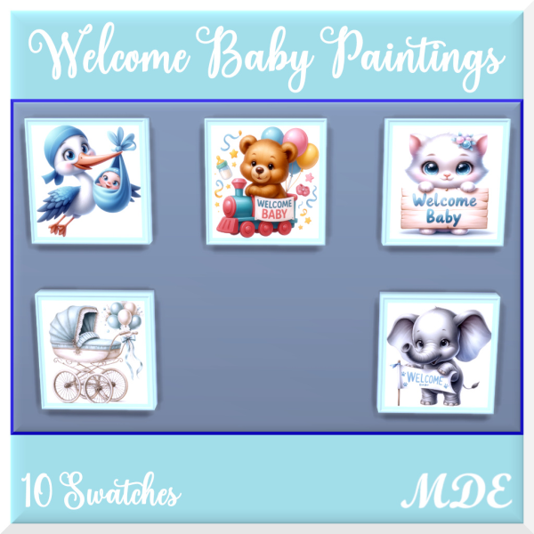 Maxis Match Welcome Baby Paintings by mde - The Sims 4 Custom Content