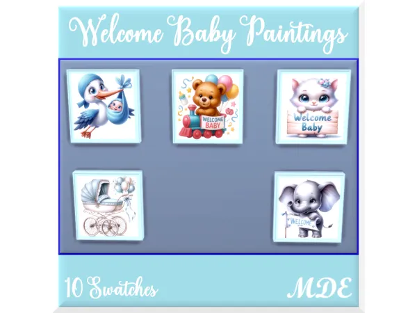 Maxis Match Welcome Baby Paintings by MDEMDE - The Sims 4 Custom Content