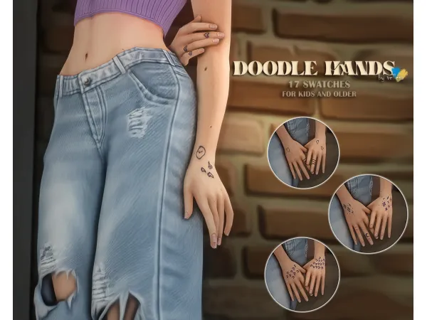 Mix Doodle Hand Make Up by vellesa - The Sims 4 Custom Content