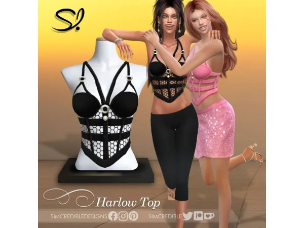 Alpha Harlow Top Lace - The Sims 4 Custom Content
