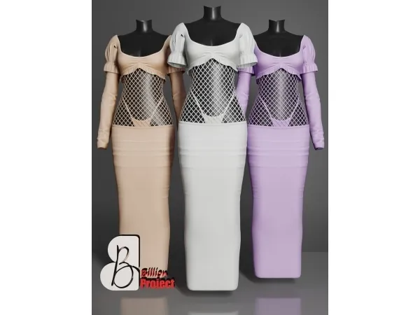 Alpha BillionProject Haruka Long Dress - The Sims 4 Custom Content