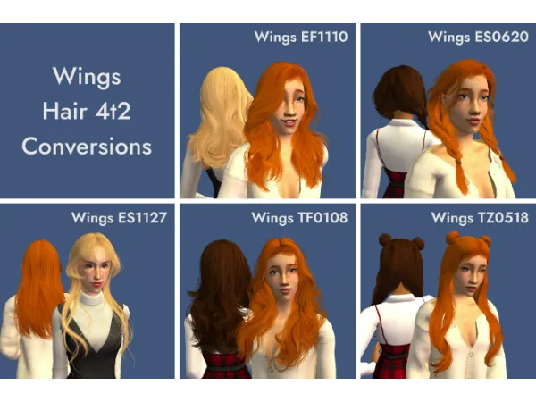 Wings Hair 4t2 Conversions by kazewindkw - The Sims 2 Custom Content