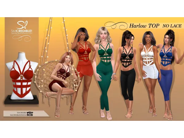 Alpha Harlow Top no lace - The Sims 4 Custom Content