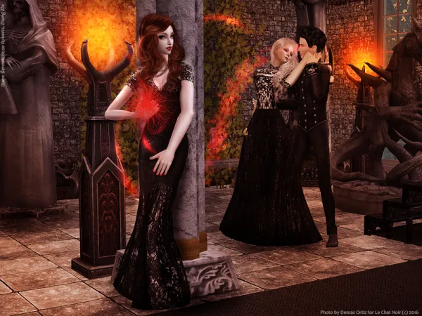 Quiet joys of Evil dress set by lechatnoirhouse - The Sims 2 Custom Content