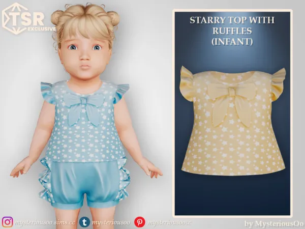 Maxis Match Starry top with ruffles Infant by thesimsresource - The Sims 4 Custom Content