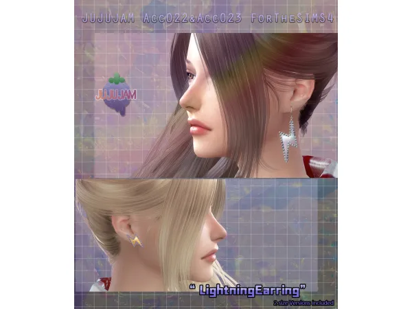Alpha Acc022 LightningEarring by JUJUJAM - The Sims 4 Custom Content
