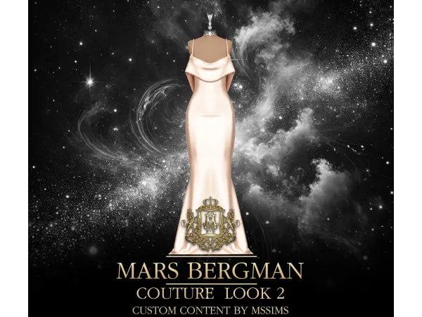 Alpha MARS BERGMAN COUTURE LOOK 2 SILK GOWN by Mssims4 - The Sims 4 Custom Content