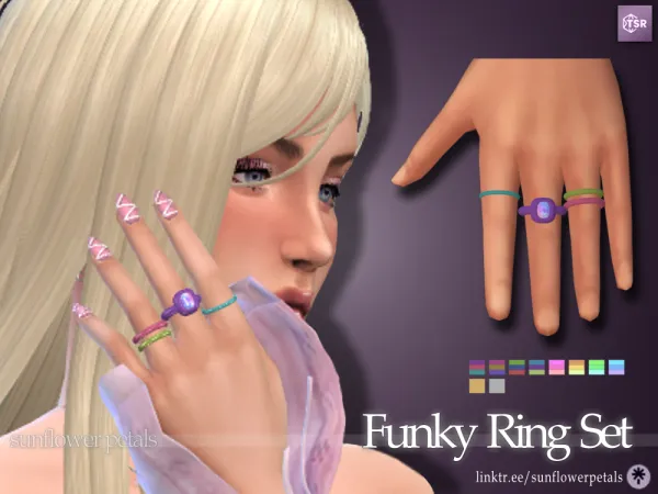 Mix Funky Rings Set - The Sims 4 Custom Content