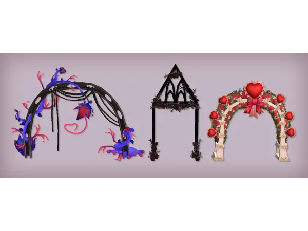 jacky93sims Strange Love Moody Blooms and Elfydrell Valentine Day Wedding Arches - The Sims 2 Custom Content