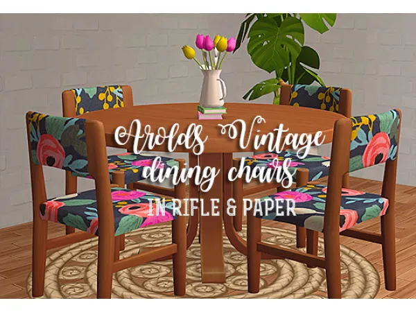 [ ] 4t2 pierisim arold vintage dining chair in rifle paper by simsfinds - The Sims 2 Custom Content