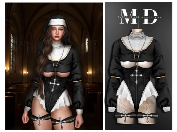 Alpha 42537356164623 u271e sexy nun costume with molded body42537356164623 u271e - The Sims 4 Custom Content