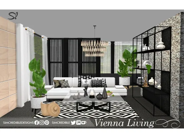 Alpha Vienna Living by simcredible - The Sims 4 Custom Content