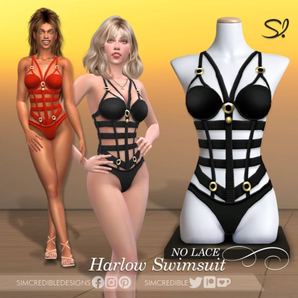 Alpha Harlow Swimsuit No lace by simcredible - The Sims 4 Custom Content