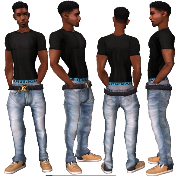 Adult male Lean BB low pant outfit by simsfinds - The Sims 2 Custom Content