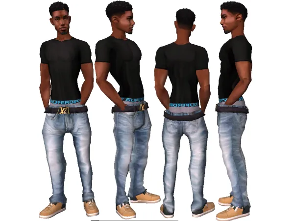 Adult male Lean BB low pant outfit by afrosimmer - The Sims 2 Custom Content