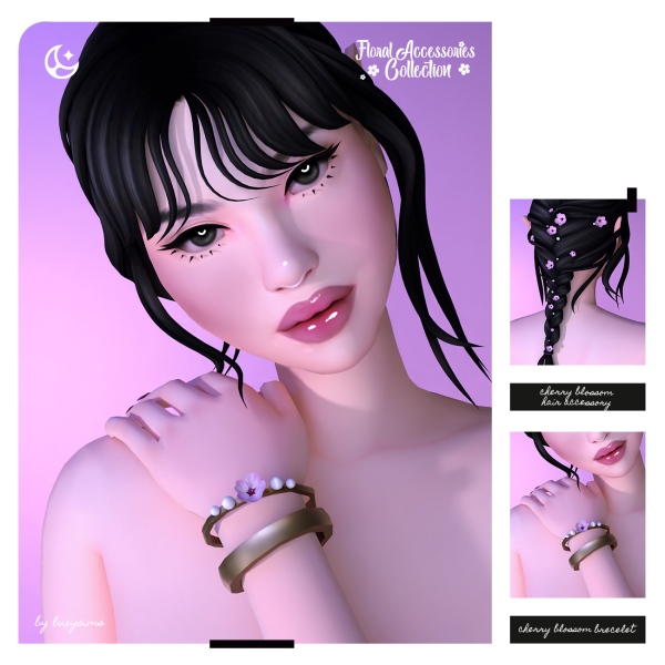 Maxis Match Cherry Blossom Floral Accessories Collection by luxysims - The Sims 4 Custom Content