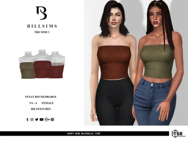 Soft Rib Bandeau Top ( ) by billsims - The Sims 3 Custom Content