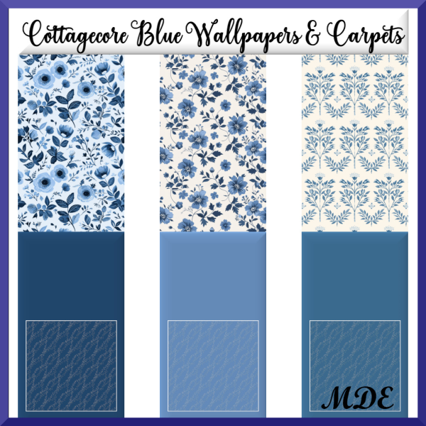 Maxis Match Cottagecore Blue Wallpapers Carpets by mde - The Sims 4 Custom Content