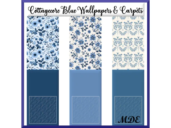 Maxis Match Cottagecore Blue Wallpapers Carpets by mde - The Sims 4 Custom Content