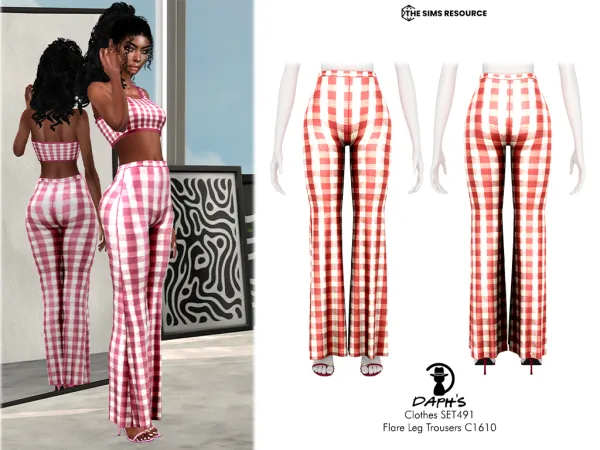 Alpha Daph's Clothes SET491 Flare Leg Trousers C1610 - The Sims 4 Custom Content