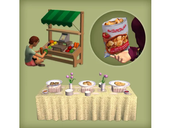 Minimarket Toy Apple Chips Snack and Breakfast Buffet by jacky93sims - The Sims 2 Custom Content