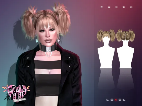Alpha Punch adult hairstyle - The Sims 4 Custom Content