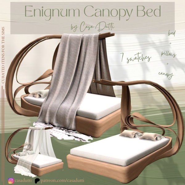 Alpha Enignum Canopy Bed by casadutti - The Sims 4 Custom Content