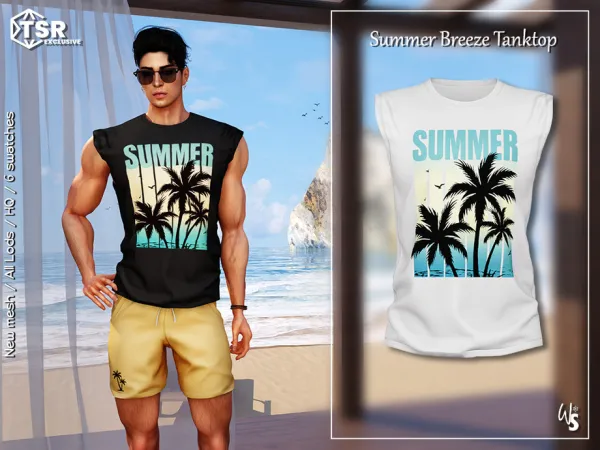 Alpha SummerBreeze Tanktop for men by wisteriasims - The Sims 4 Custom Content