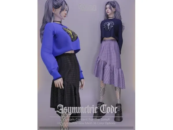 Mix Kira_Asymmetric Code - The Sims 4 Custom Content