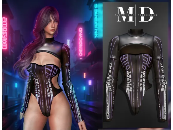 Alpha sexy futuristic leather body - The Sims 4 Custom Content