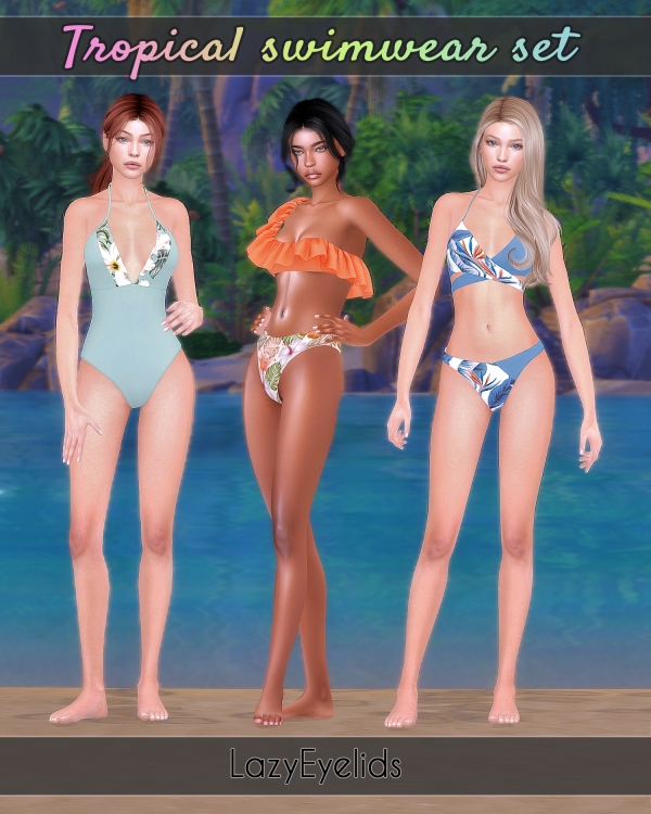 Alpha Tropical swimwear set by lazyeyelids - The Sims 4 Custom Content