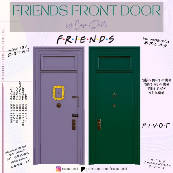 Alpha Friends Front Door by casadutti - The Sims 4 Custom Content