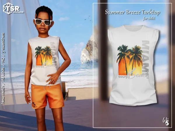Alpha SummerBreeze Tanktop for children by wisteriasims - The Sims 4 Custom Content