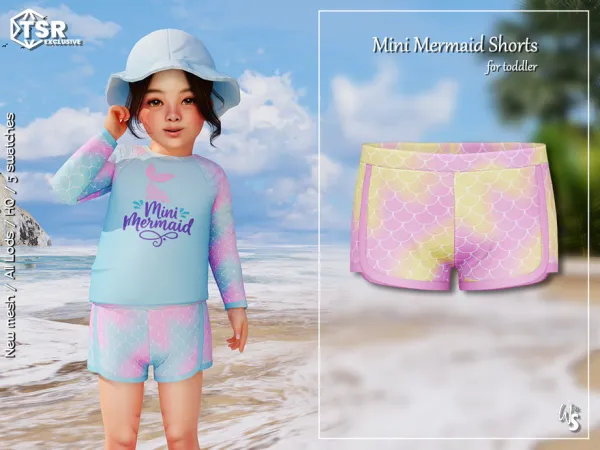 Alpha Mini Mermaid Shorts (toddler) - The Sims 4 Custom Content